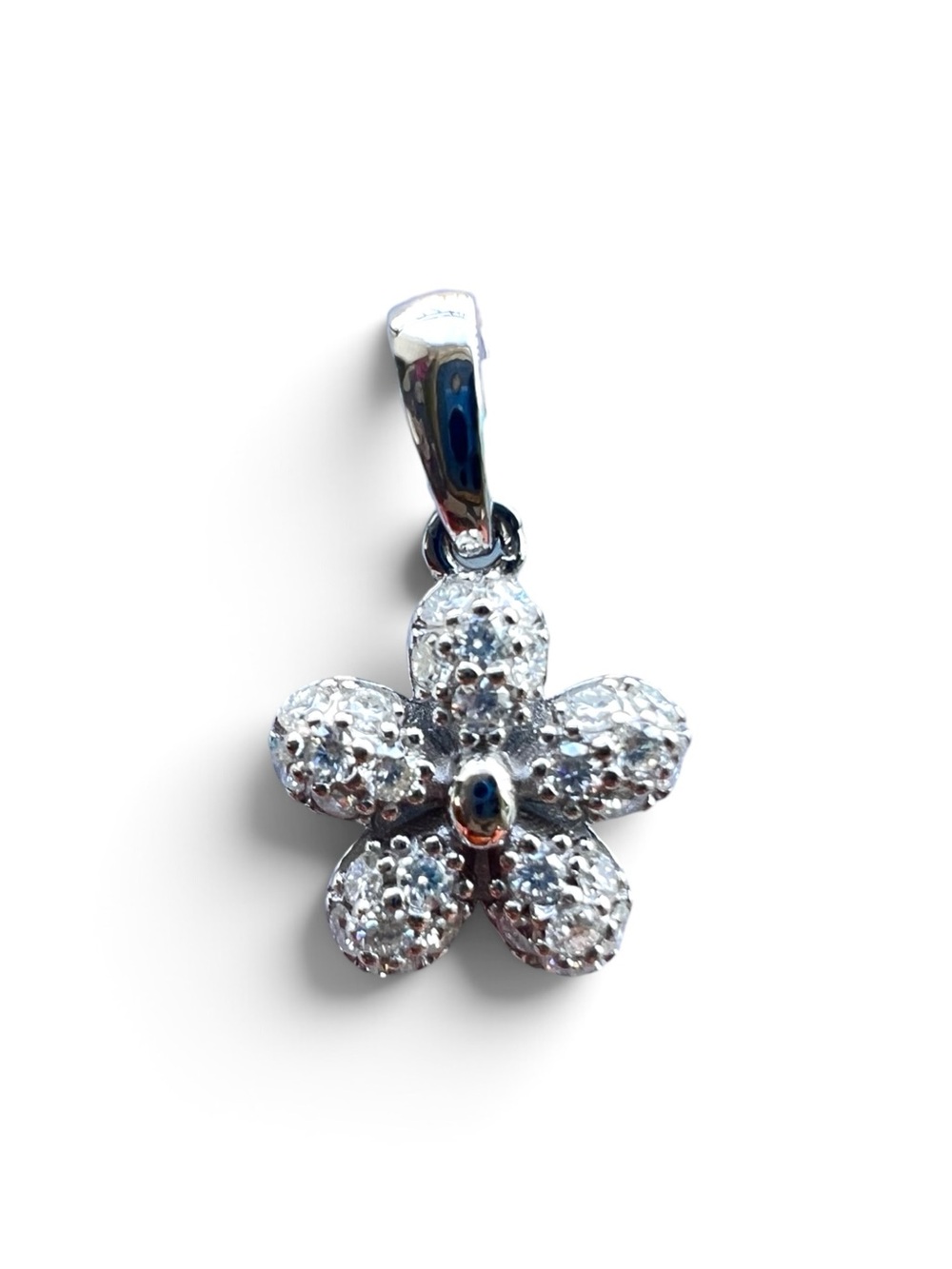 Sterling Silver Moissanite Flower Pendant